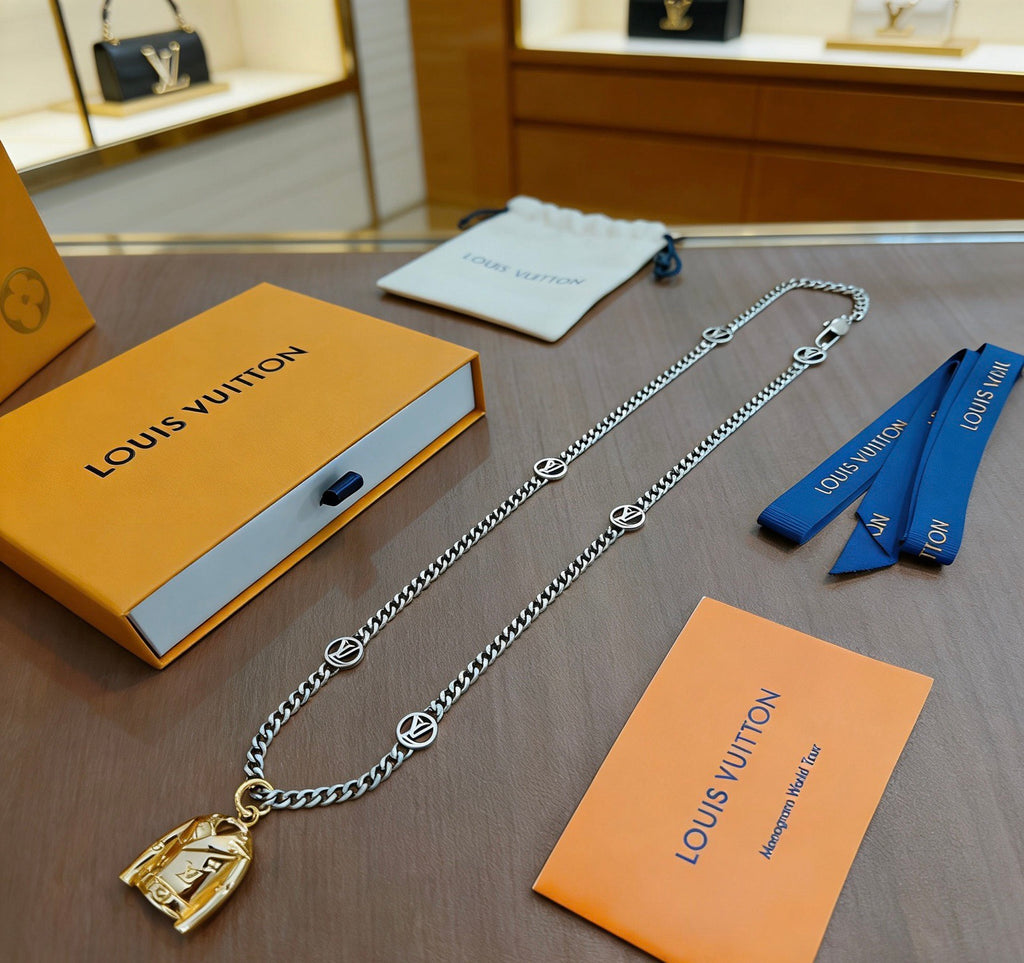 Louis Vuitton Silver-Tone Antiqued Chain Necklace - album image 1