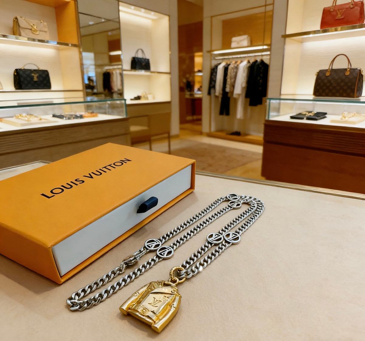 Louis Vuitton Silver-Tone Antiqued Chain Necklace - album image 5