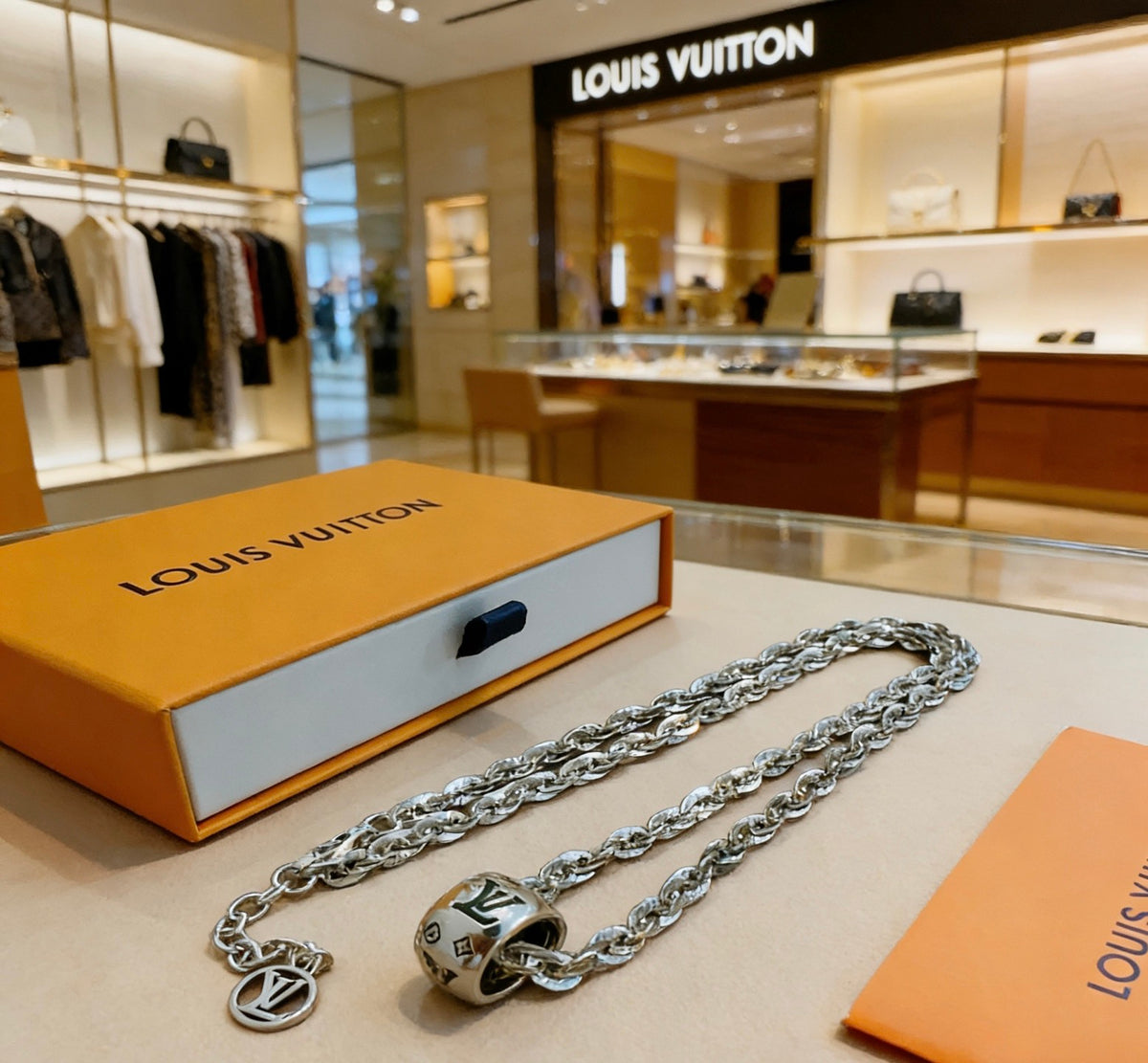 Louis Vuitton Silver-Tone Antiqued Chain Necklace - album image 3