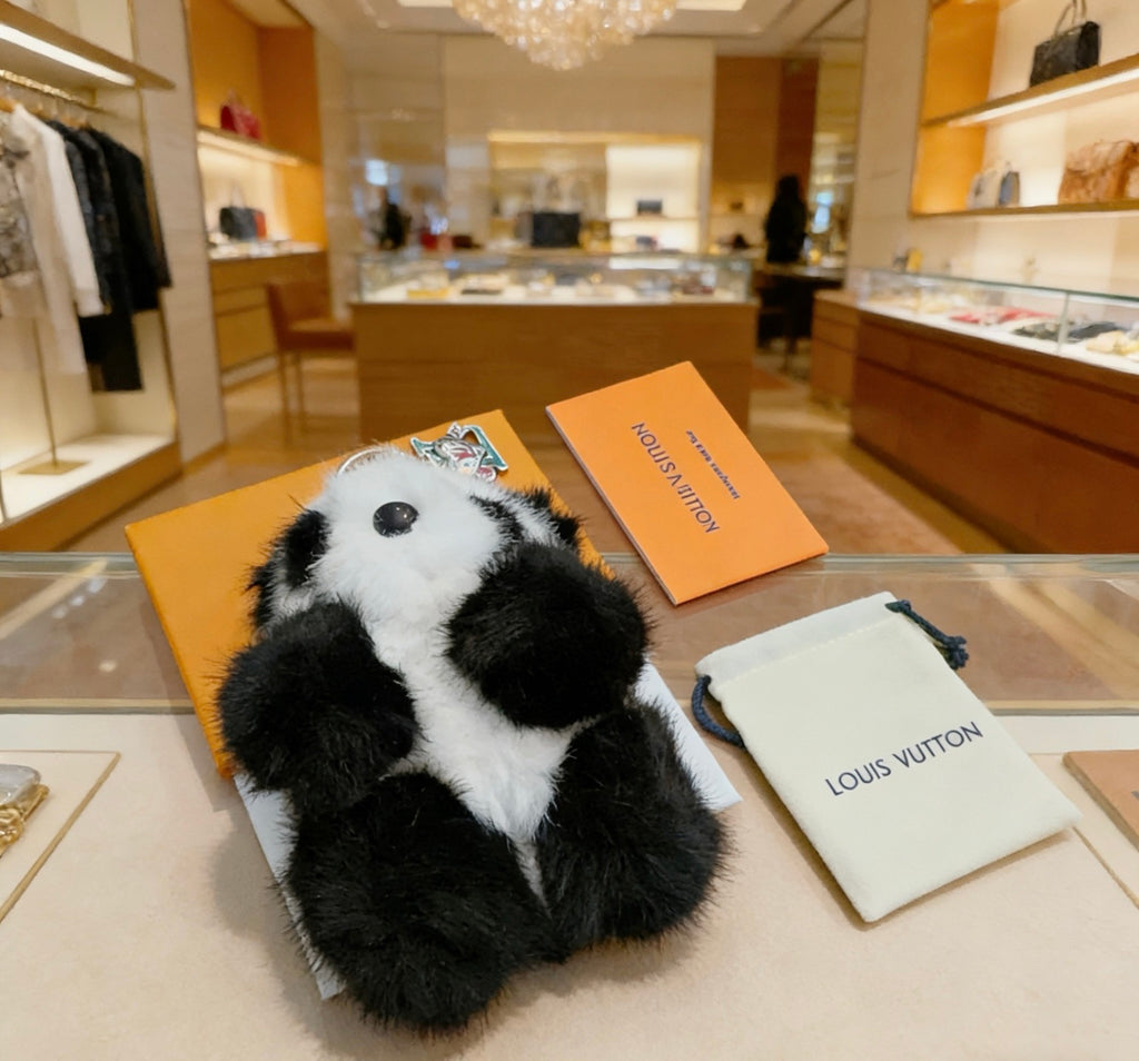 Louis Vuitton Black and White Plush Panda Keychain - album image 2