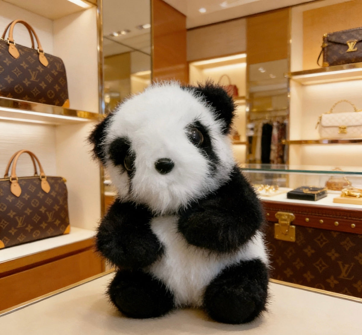 Louis Vuitton Black and White Plush Panda Keychain - album image 3
