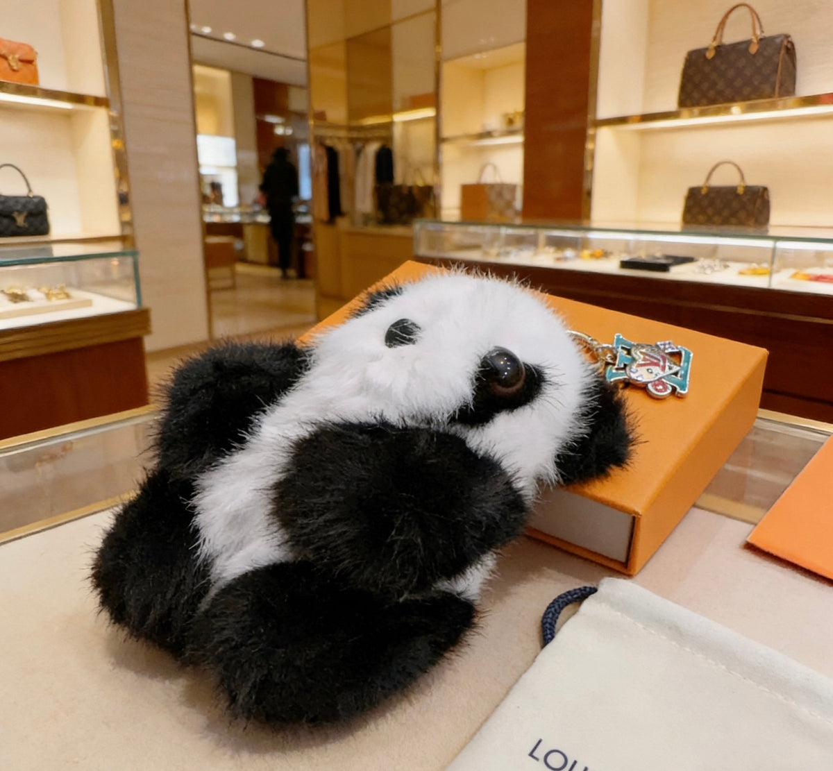 Louis Vuitton Black and White Plush Panda Keychain - album image 5