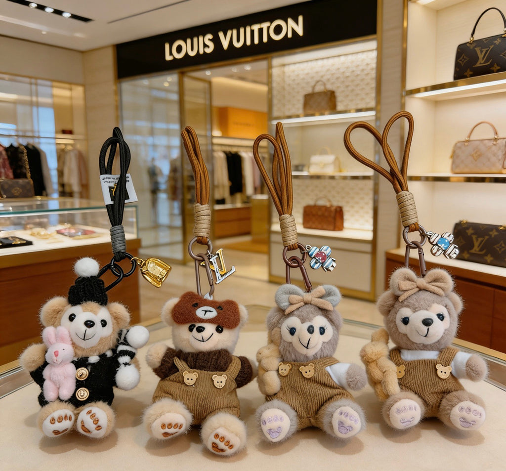 Louis Vuitton Brown Plush Character Keychain with Cap - album image 7