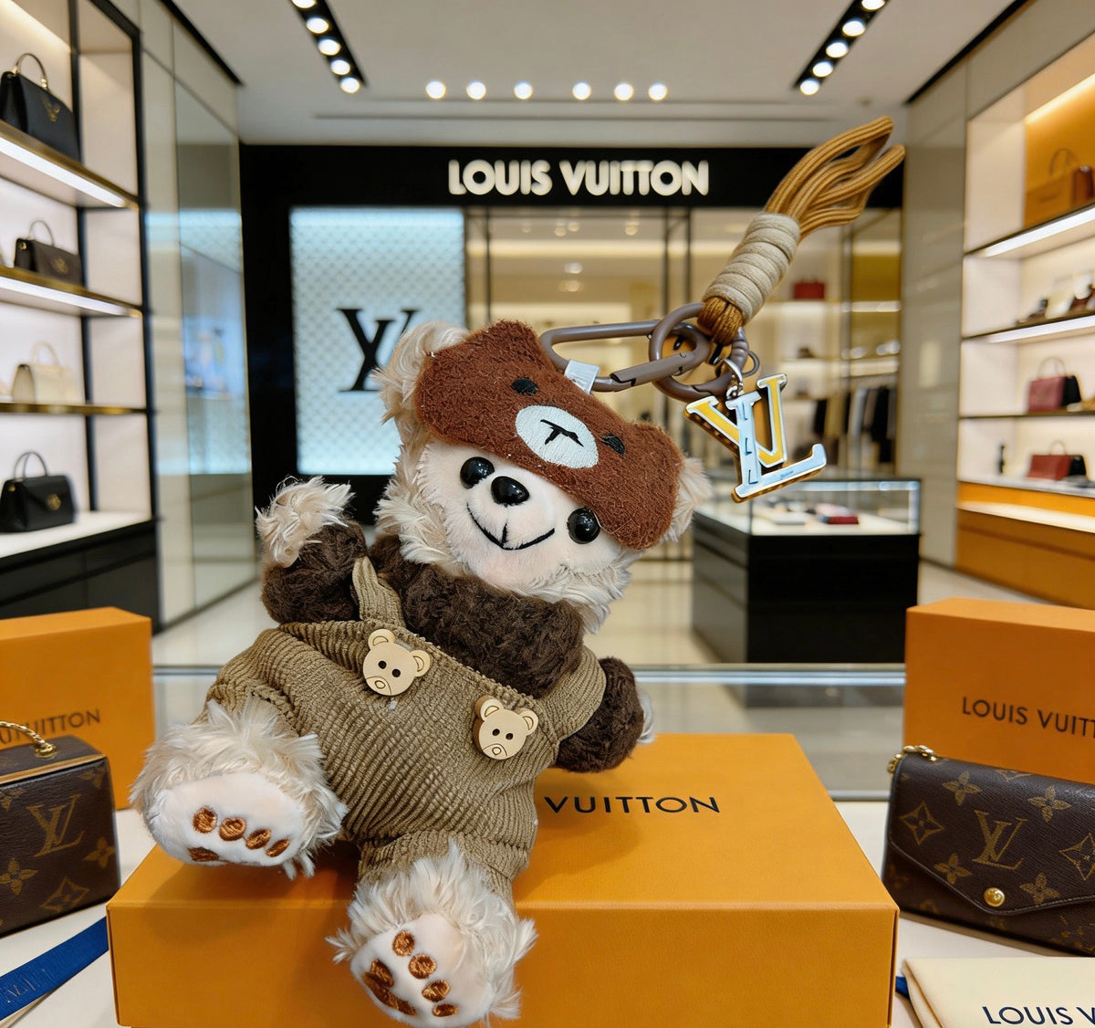 Louis Vuitton Brown Plush Character Keychain with Cap - album image 1