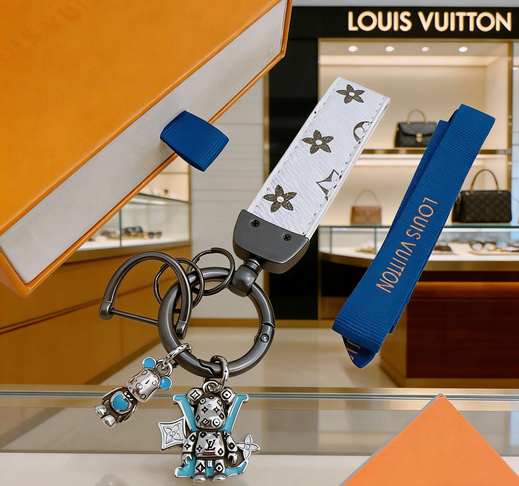 Louis Vuitton White Strap Keychain with Monogram Pendants - album image 5