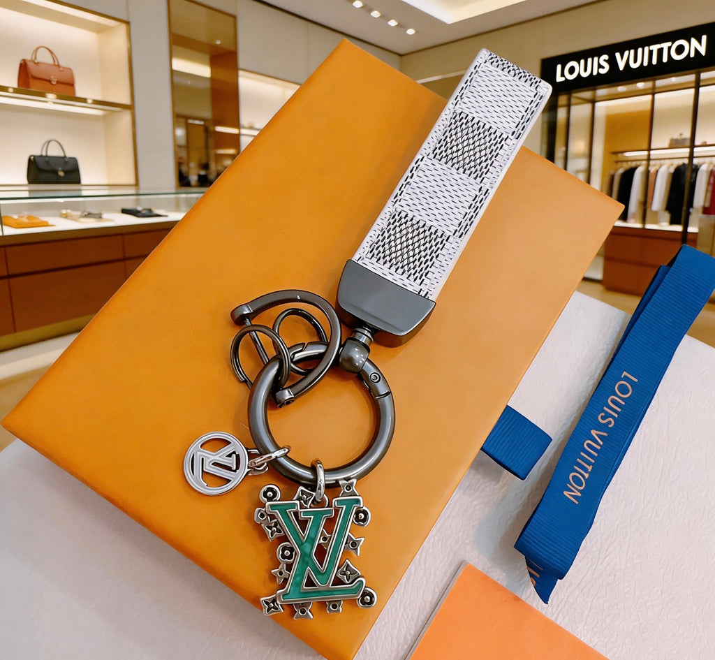 Louis Vuitton Gray Strap Keychain with Monogram Pendants - album image 4