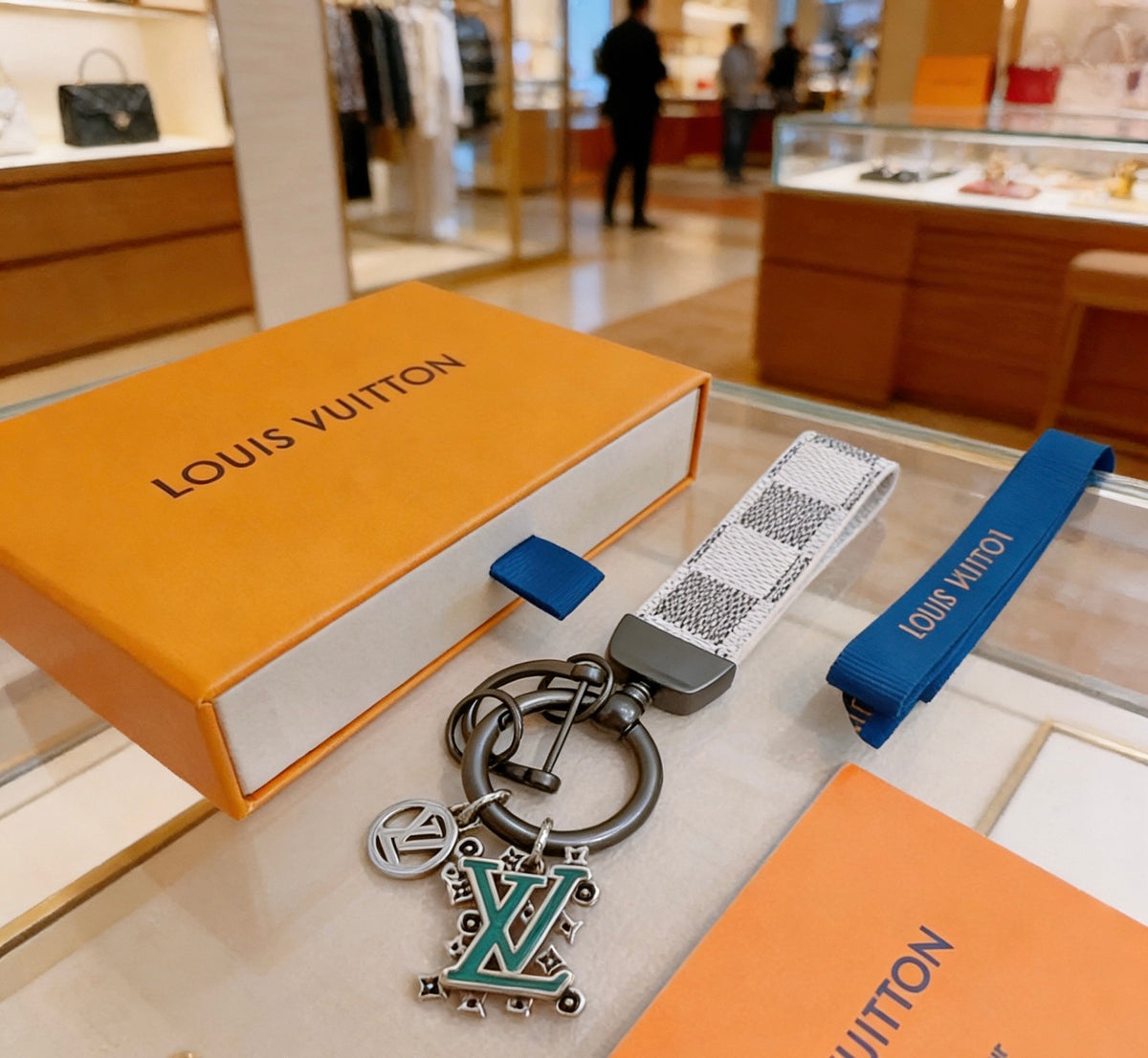 Louis Vuitton Gray Strap Keychain with Monogram Pendants - album image 1