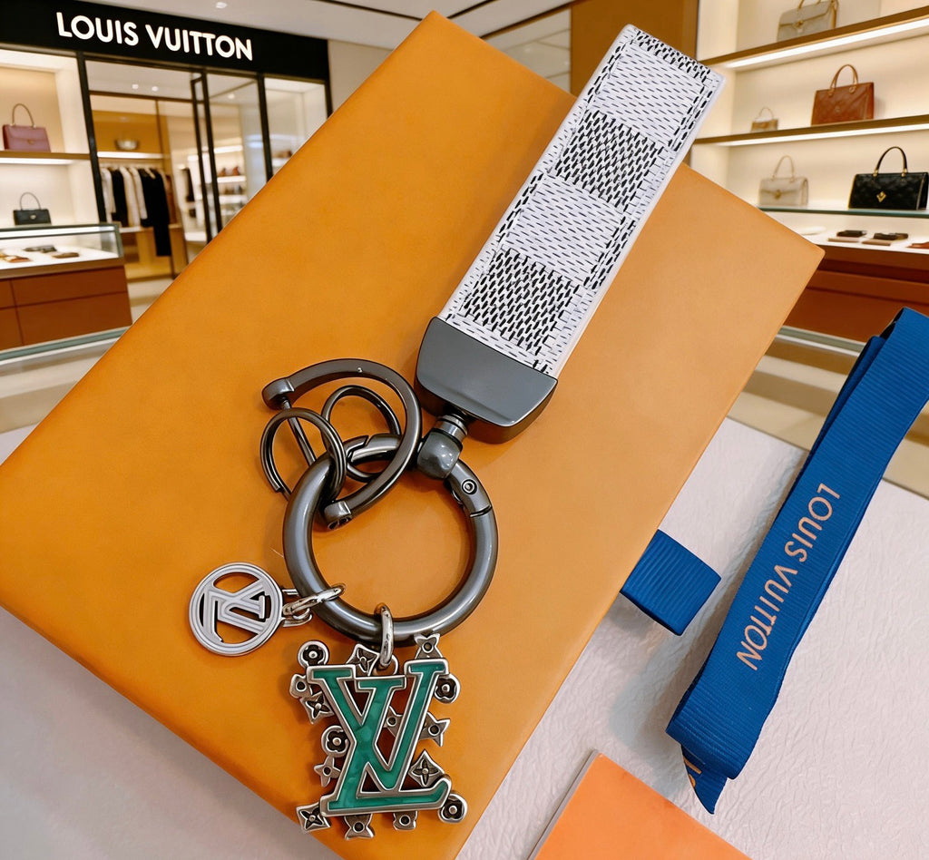 Louis Vuitton Gray Strap Keychain with Monogram Pendants - album image 3