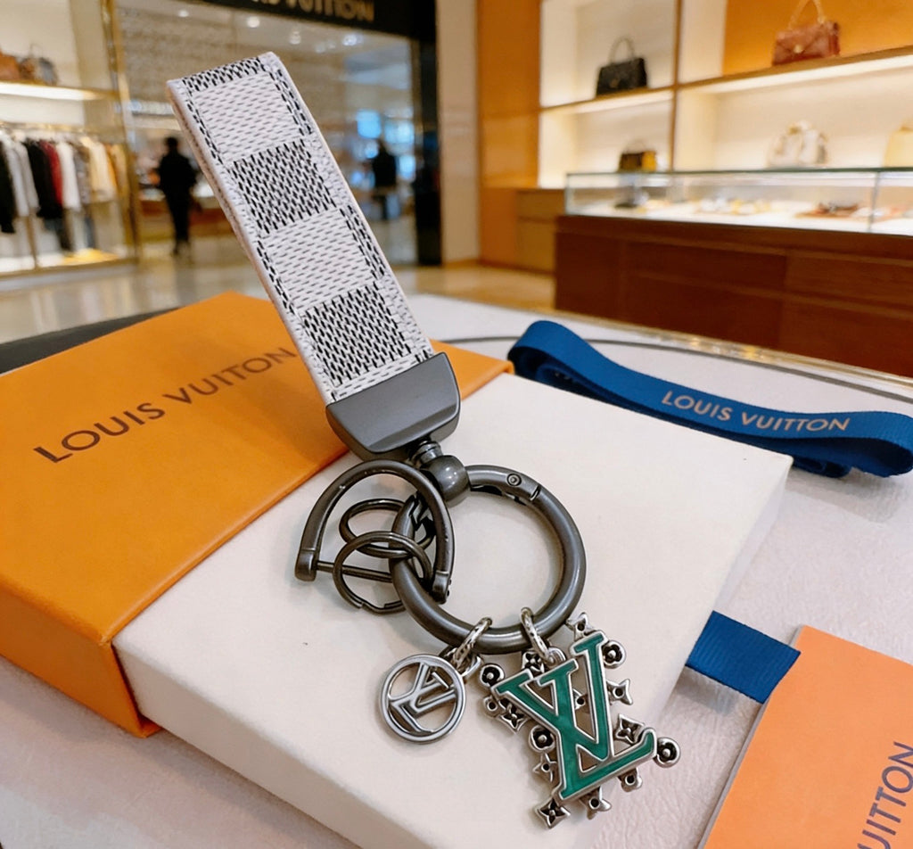 Louis Vuitton Gray Strap Keychain with Monogram Pendants - album image 6
