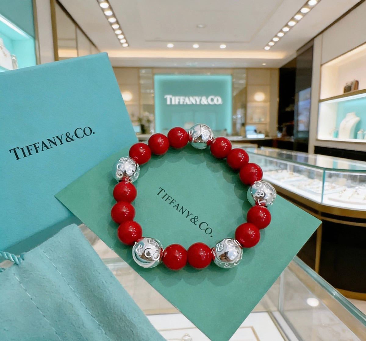 Tiffany & Co. Red Bead Contrast Charm Bracelet - album image 3