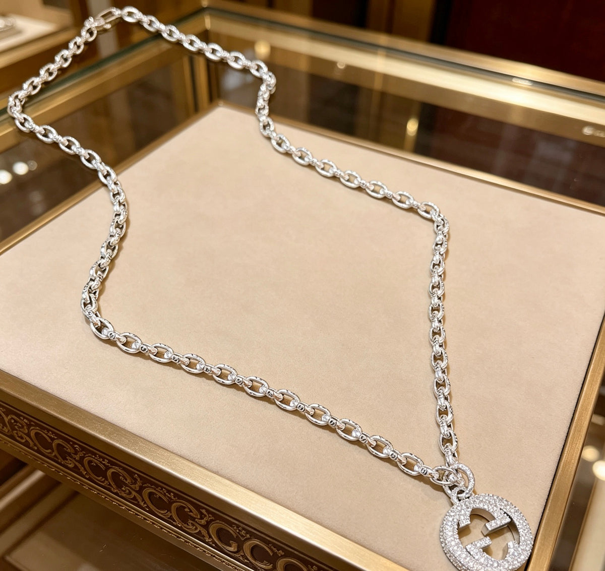Gucci Anger Forest Interlocking G Antique Silver-Tone Silver-Tone Crystal Accent Antiqued Necklace - album image 4