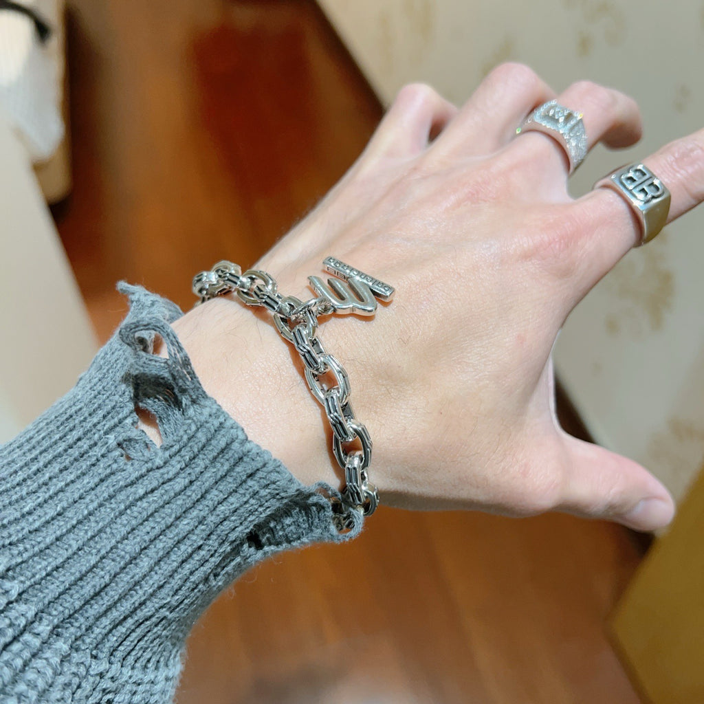 Balenciaga Silver-Tone Sneaker Charm Chain Bracelet - album image 7