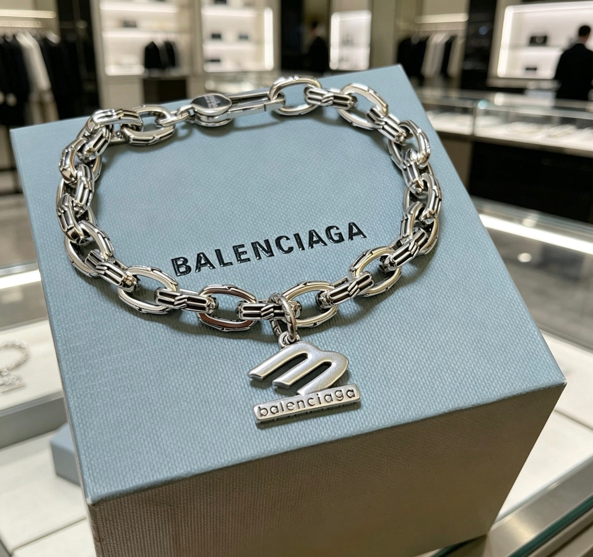 Balenciaga Silver-Tone Sneaker Charm Chain Bracelet - album image 8
