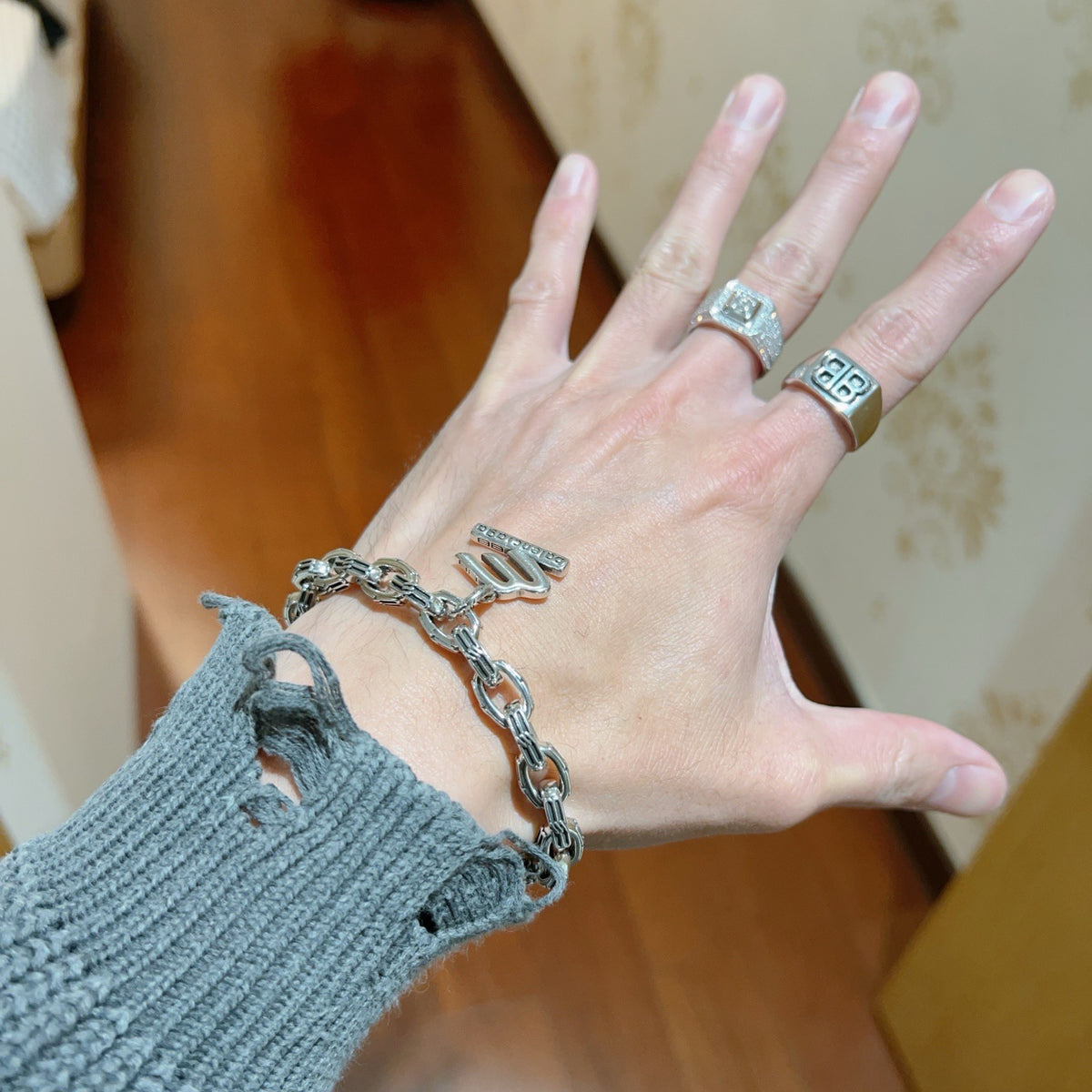 Balenciaga Silver-Tone Sneaker Charm Chain Bracelet - album image 3