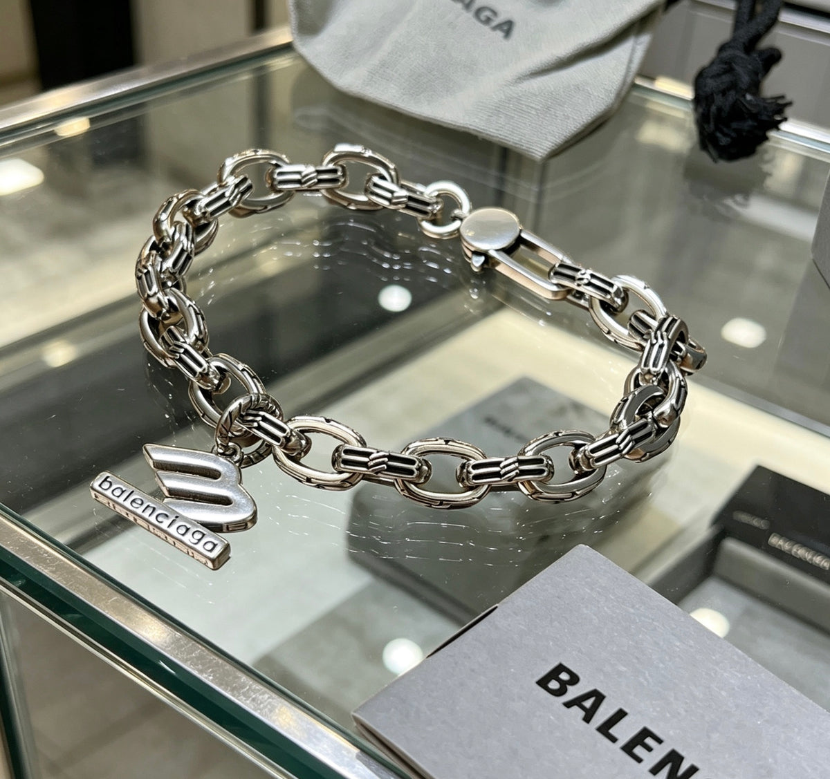 Balenciaga Silver-Tone Sneaker Charm Chain Bracelet - album image 2