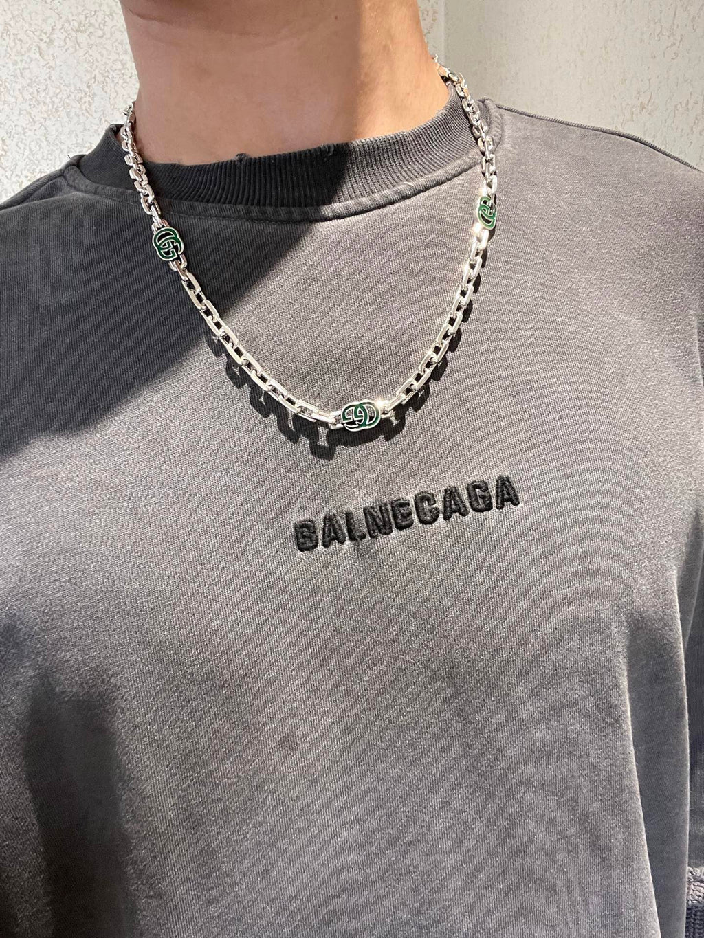 Gucci Anger Forest Interlocking G Antiqued Chain Necklace - album image 3