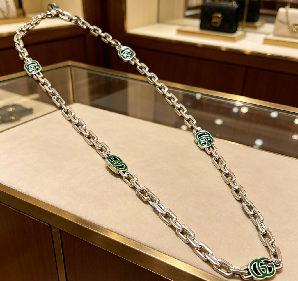 Gucci Anger Forest Interlocking G Antiqued Chain Necklace - album image 2