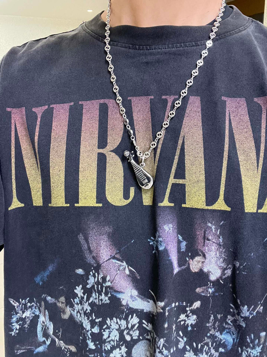 Gucci Anger Forest Interlocking G Guitar Antiqued Chain Necklace - album image 3