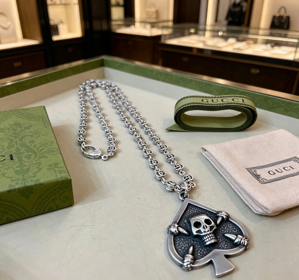 Gucci Anger Forest Interlocking G Skull Antiqued Chain Necklace - album image 4