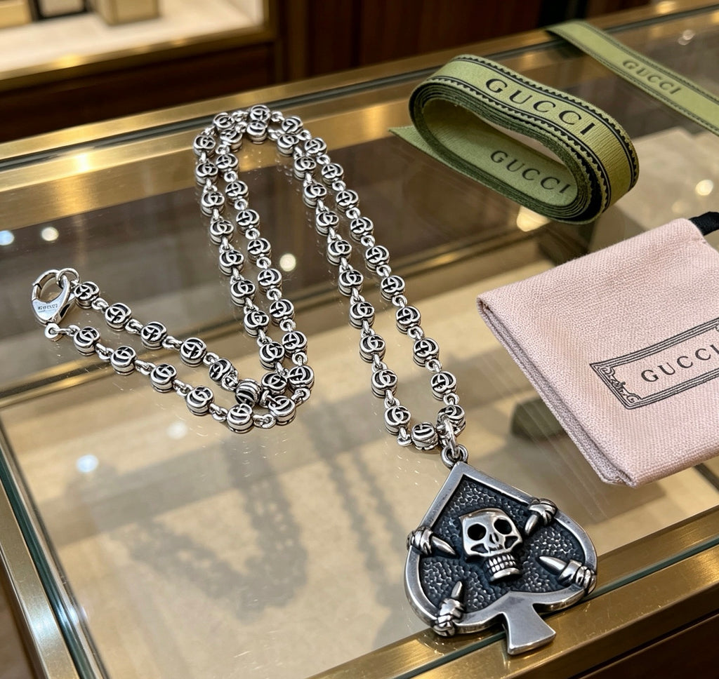 Gucci Anger Forest Interlocking G Skull Antiqued Chain Necklace - album image 7