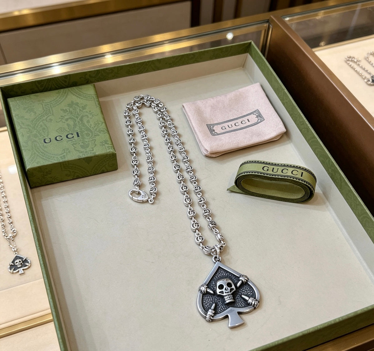 Gucci Anger Forest Interlocking G Skull Antiqued Chain Necklace - album image 1