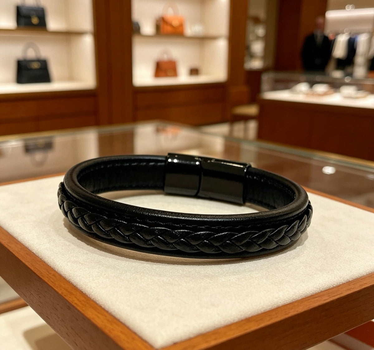 Hermès Black Braided Leather Bracelet - album image 1