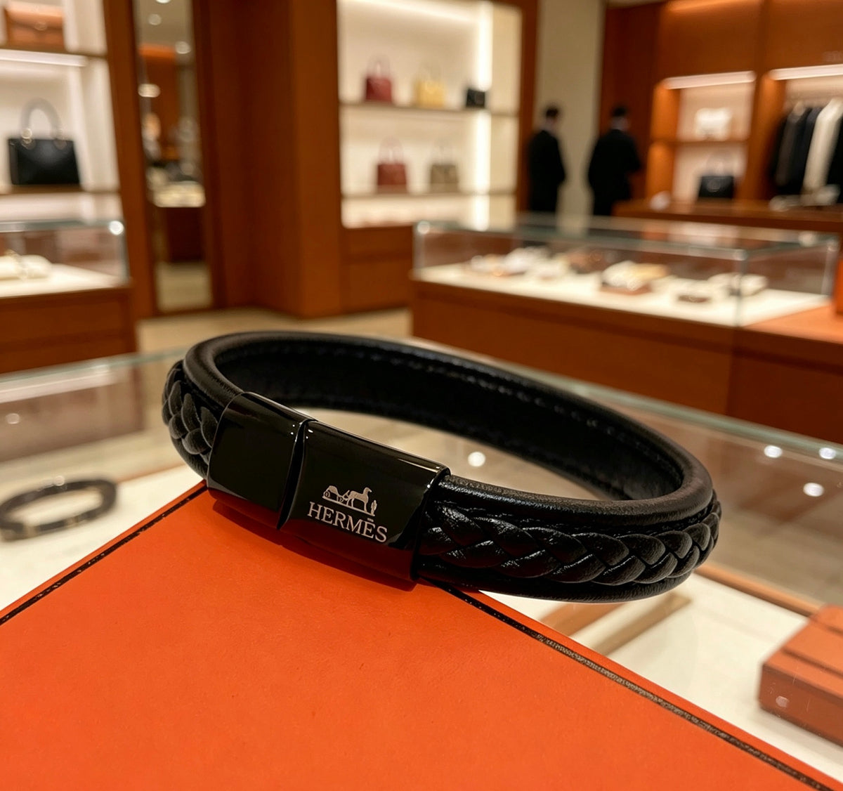 Hermès Black Braided Leather Bracelet - album image 4