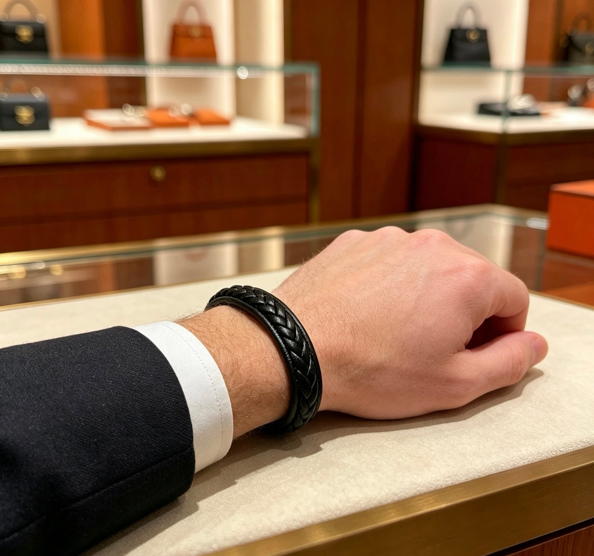 Hermès Black Braided Leather Bracelet - album image 7