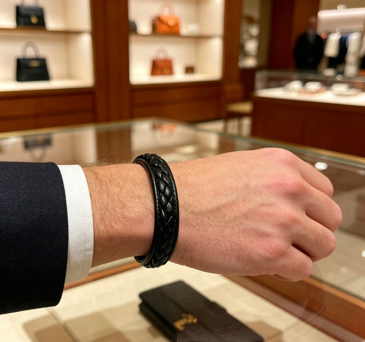 Hermès Black Braided Leather Bracelet - album image 8