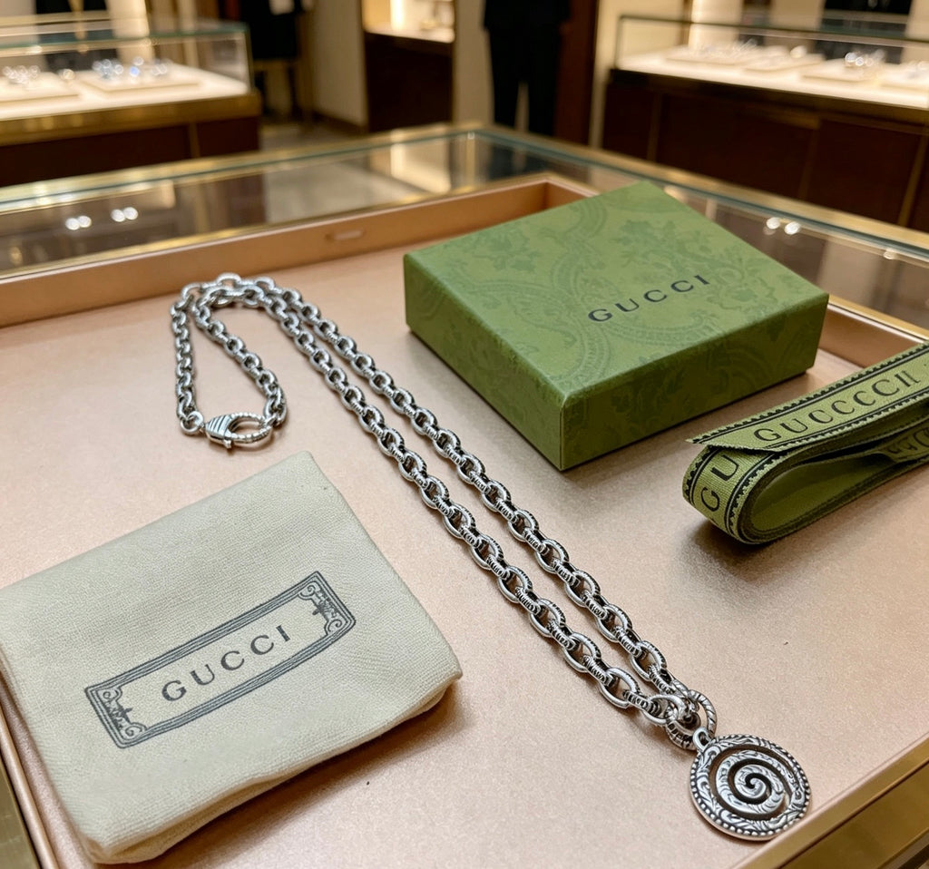 Gucci Anger Forest Interlocking G Antiqued Chain Necklace - album image 3