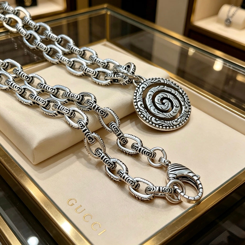 Gucci Anger Forest Interlocking G Antiqued Chain Necklace - album image 6