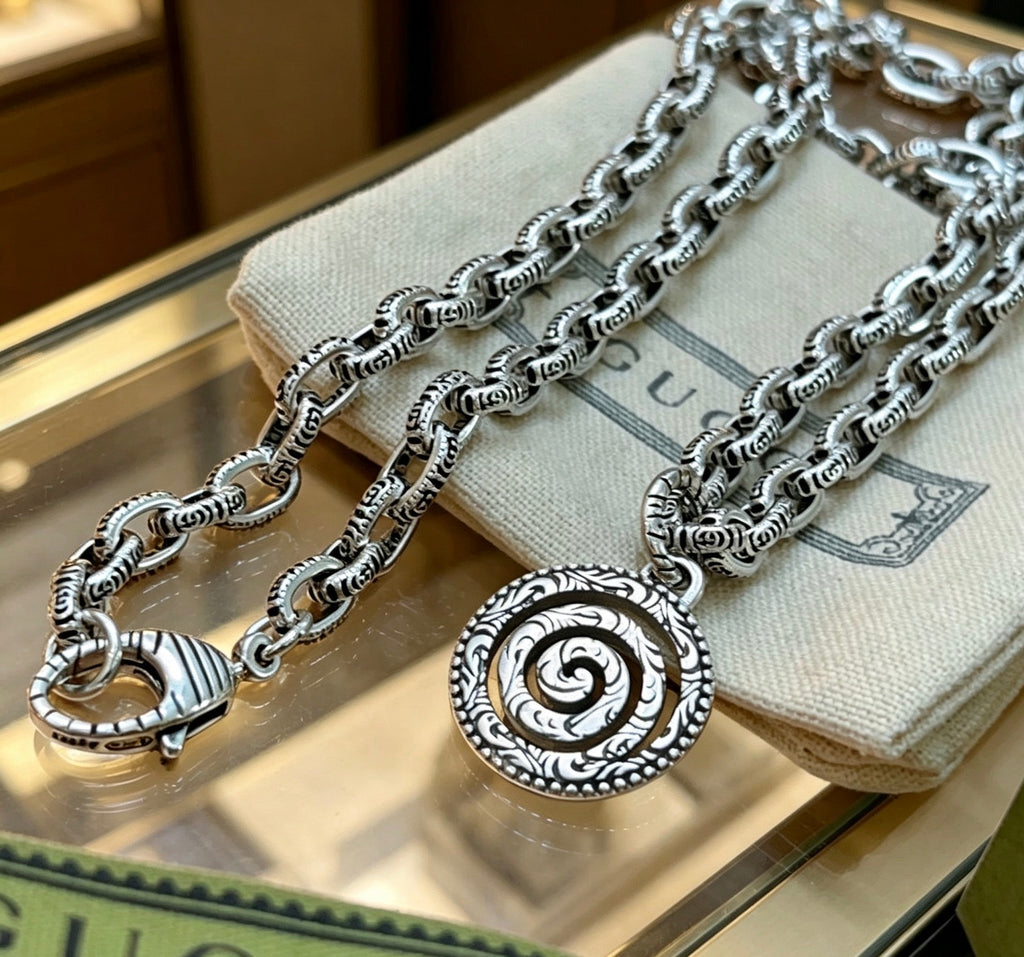 Gucci Anger Forest Interlocking G Antiqued Chain Necklace - album image 2