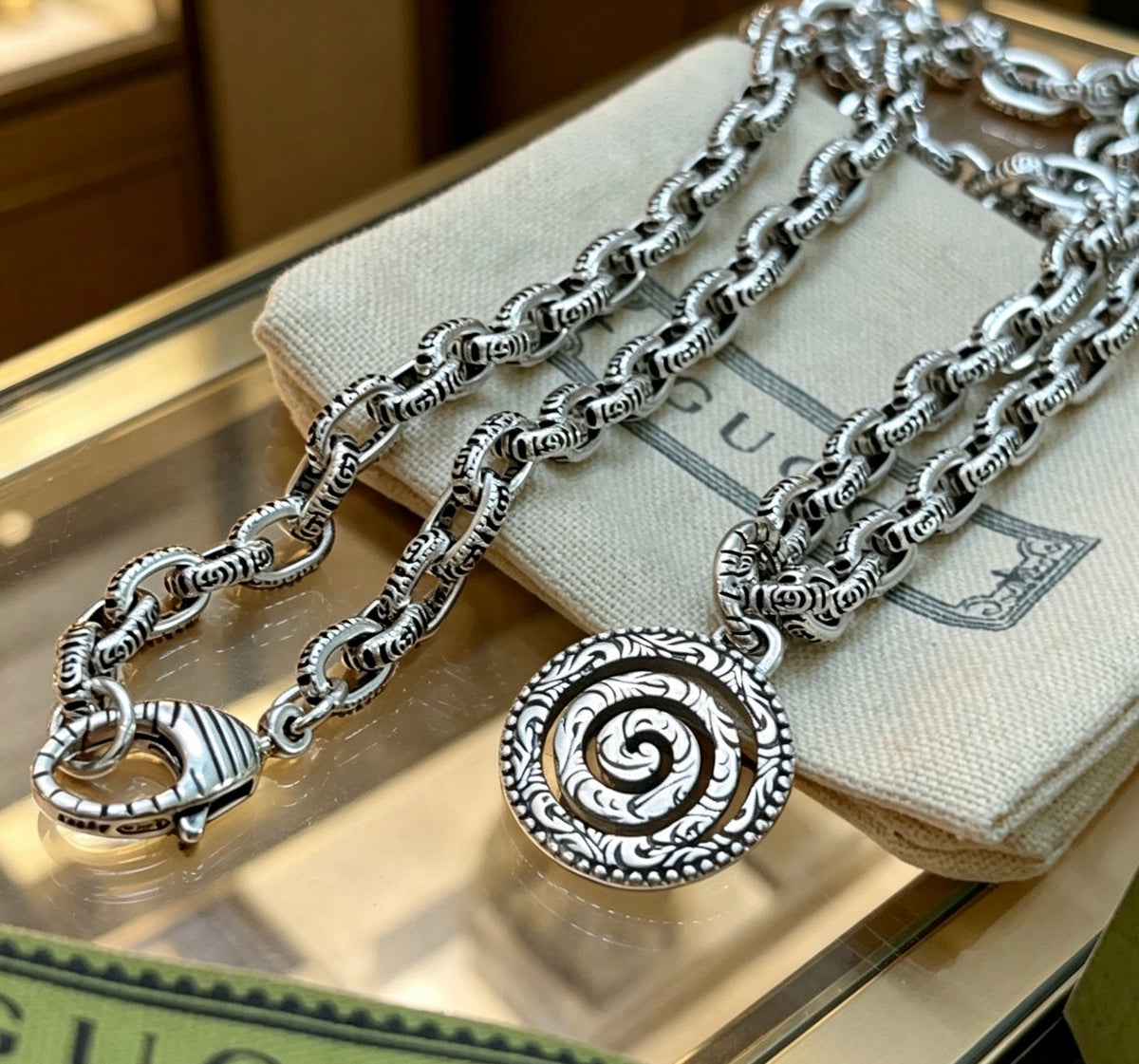 Gucci Anger Forest Interlocking G Antiqued Chain Necklace - album image 2