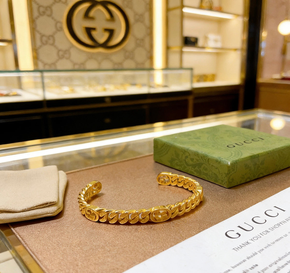 Gucci Anger Forest Interlocking G Rose Rose Gold-Tone Antiqued Bangle - album image 5