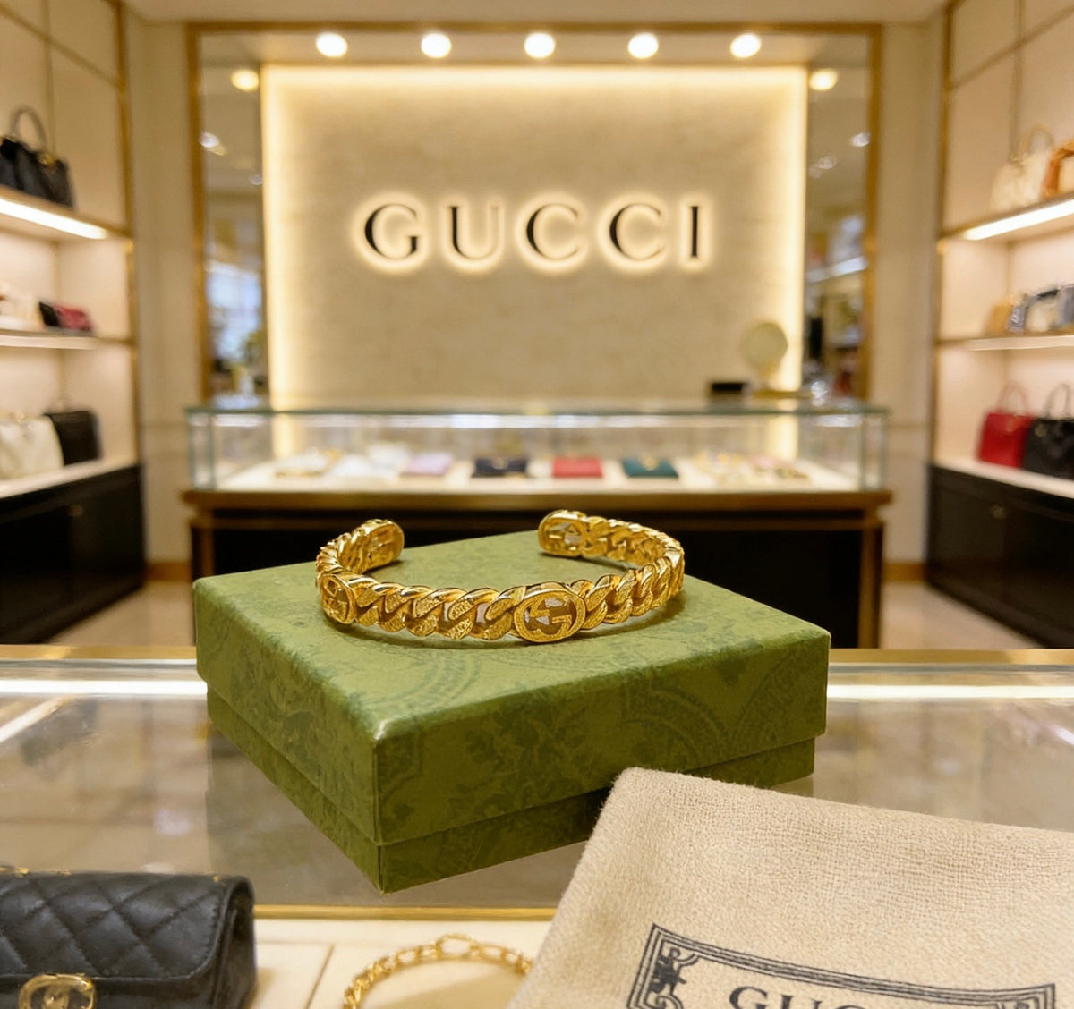 Gucci Anger Forest Interlocking G Rose Rose Gold-Tone Antiqued Bangle - album image 4