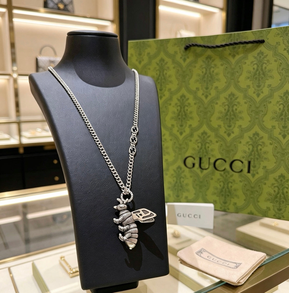 Gucci Anger Forest Interlocking G Antiqued Chain Necklace - album image 5