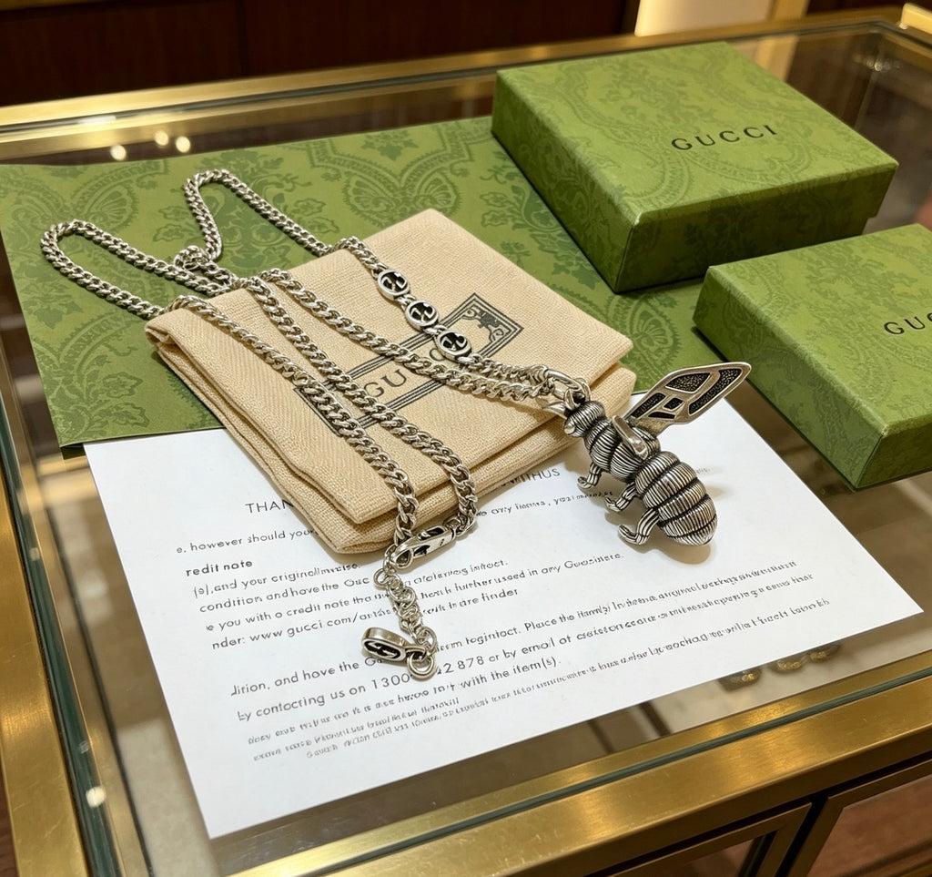 Gucci Anger Forest Interlocking G Antiqued Chain Necklace - album image 2
