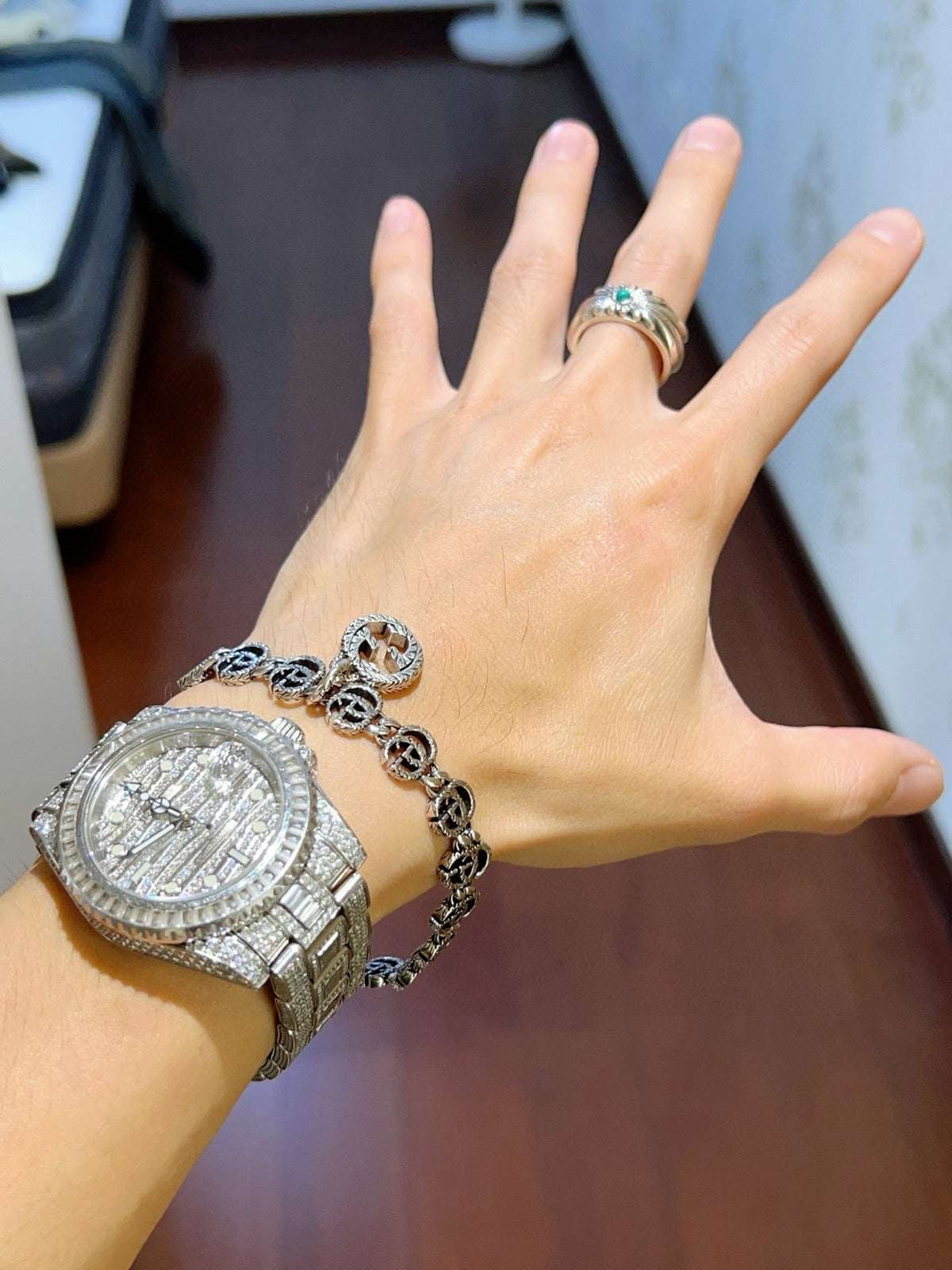 Gucci Silver-Tone GG Link Bracelet with G Charm - album image 3