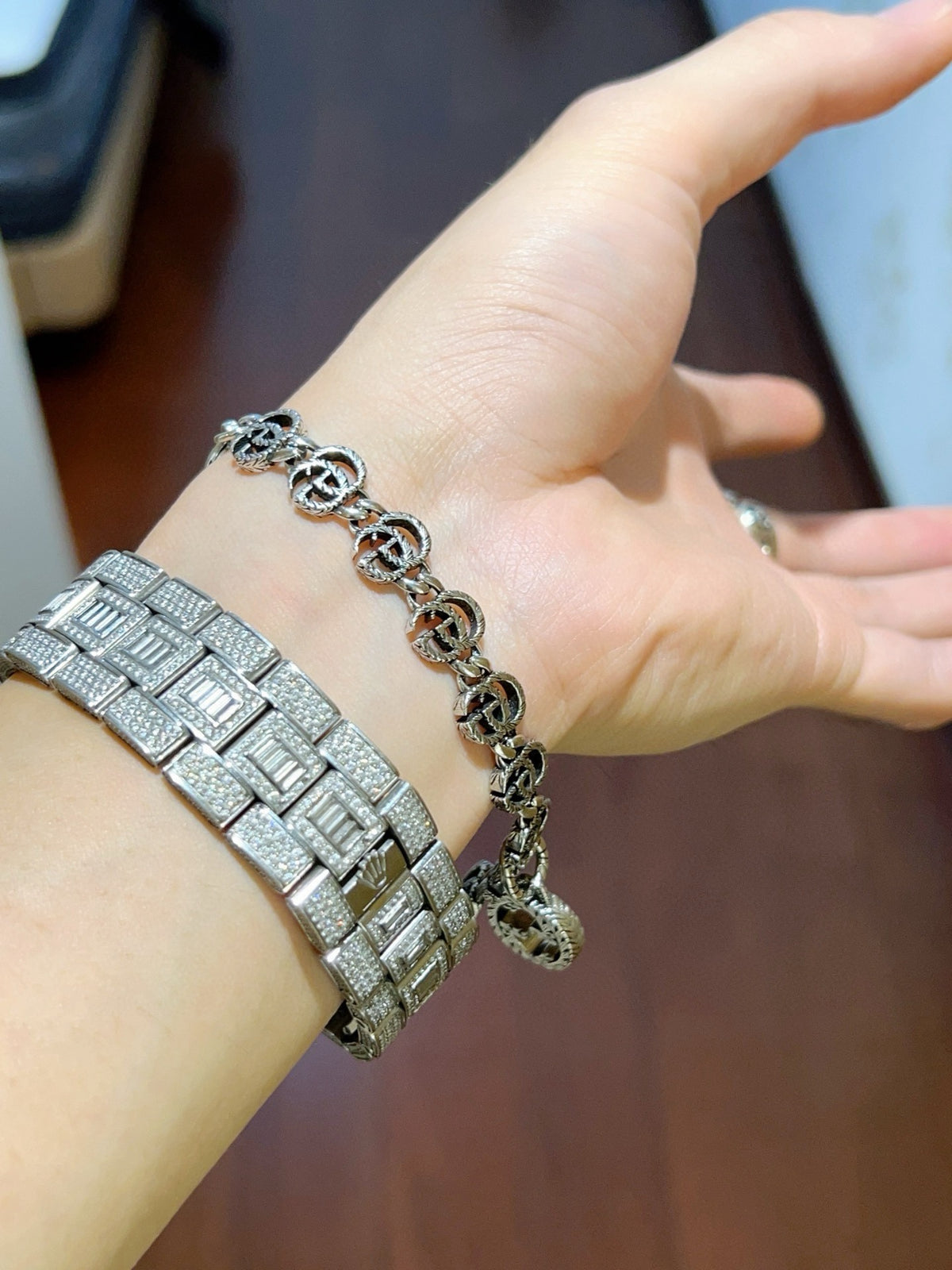 Gucci Silver-Tone GG Link Bracelet with G Charm - album image 4