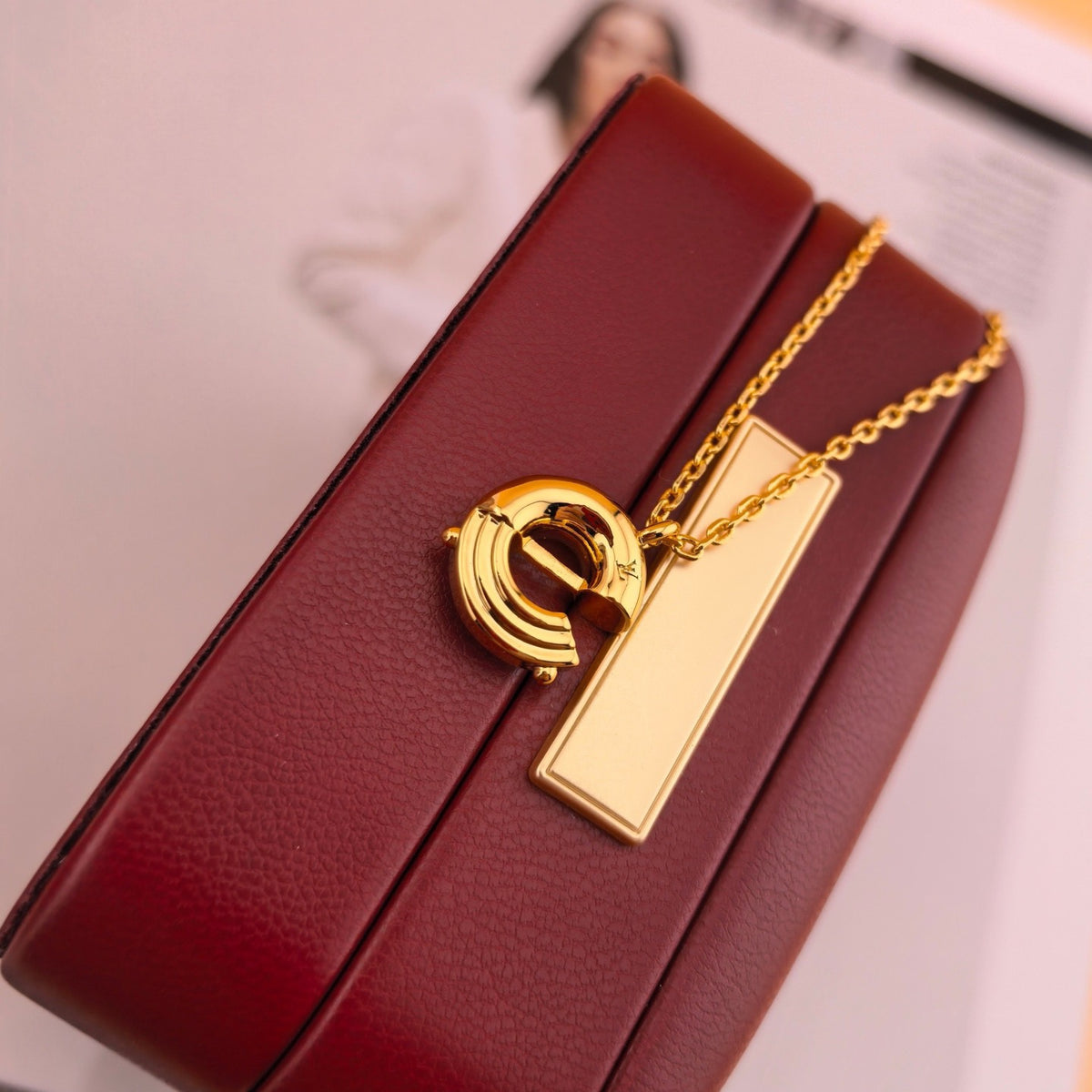 Louis Vuitton Gold-Tone Circular Pendant Necklace - album image 2