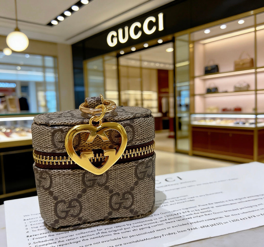 Gucci Olive Monogram Key Case with Heart Motif - album image 4