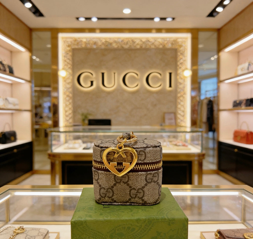 Gucci Olive Monogram Key Case with Heart Motif - album image 1