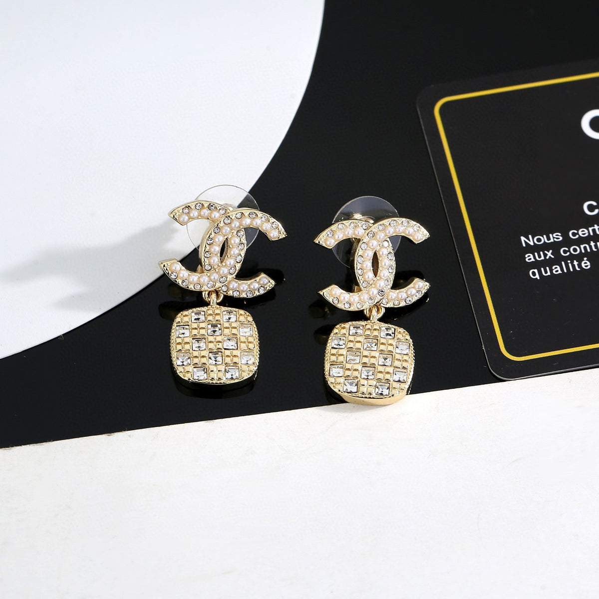 Chanel CC and Square Crystal Drop Earrings - album image 3