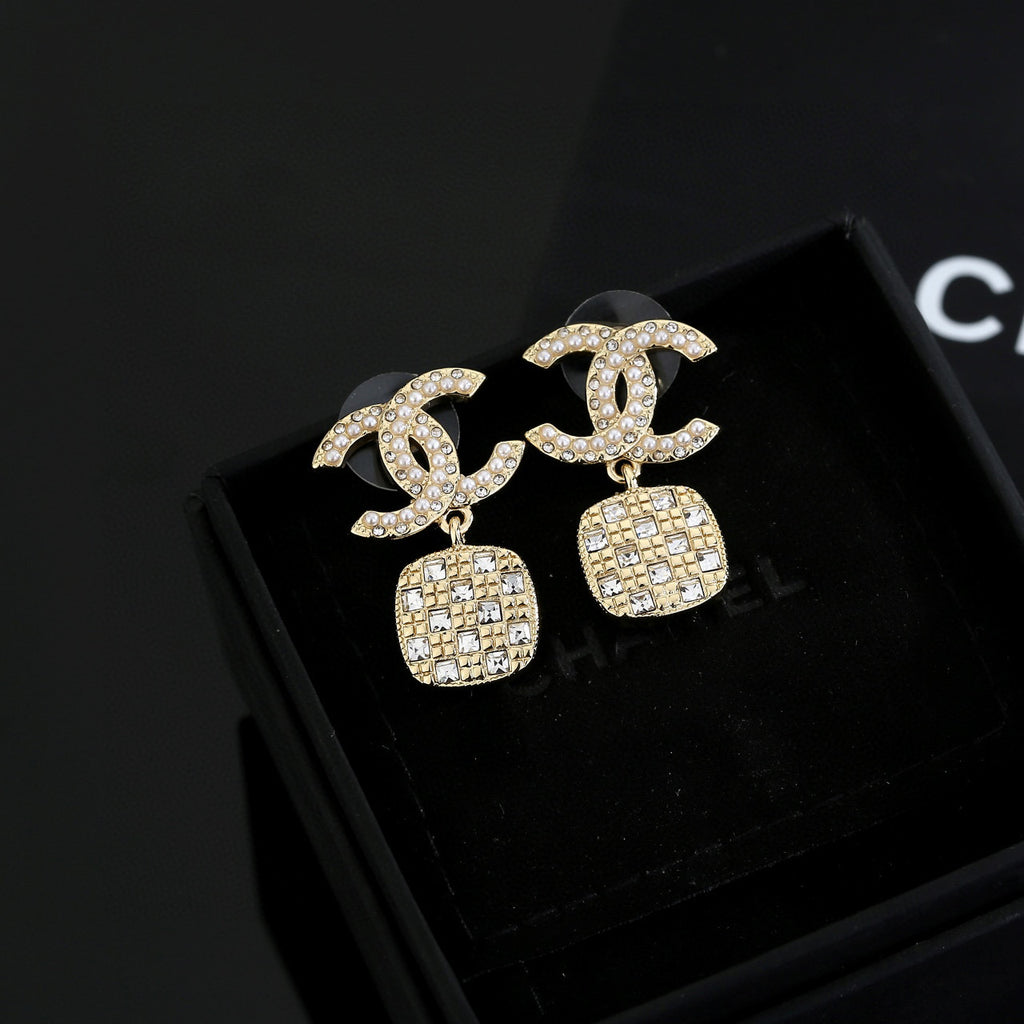 Chanel CC and Square Crystal Drop Earrings - album image 1