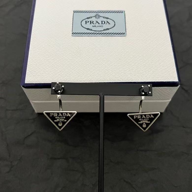 Prada Silver-Tone Open Triangle Drop Earrings - album image 3