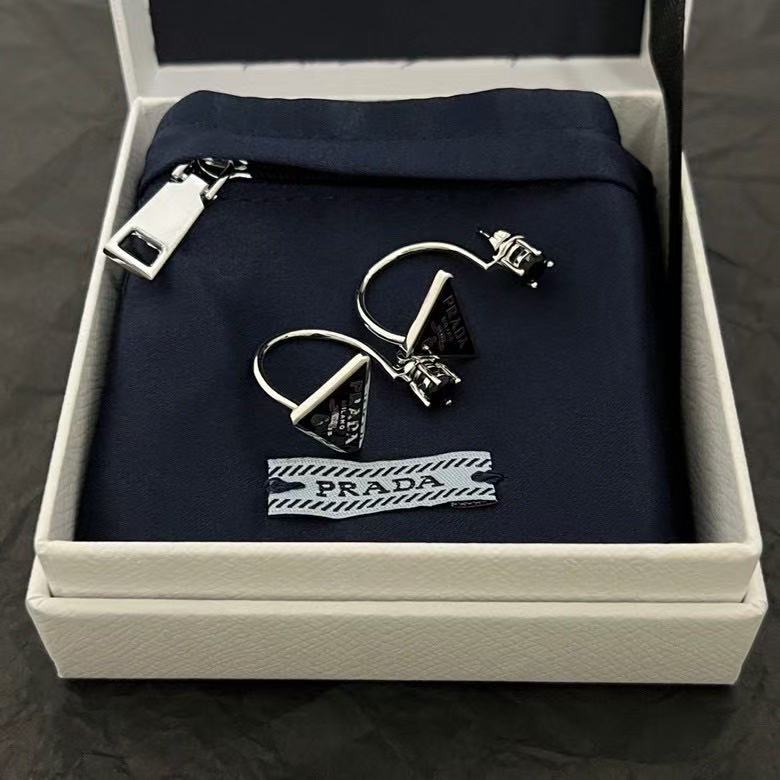 Prada Silver-Tone Open Triangle Drop Earrings - album image 4