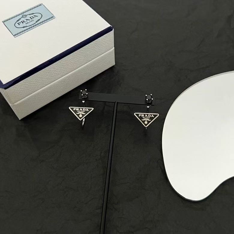 Prada Silver-Tone Open Triangle Drop Earrings - album image 2