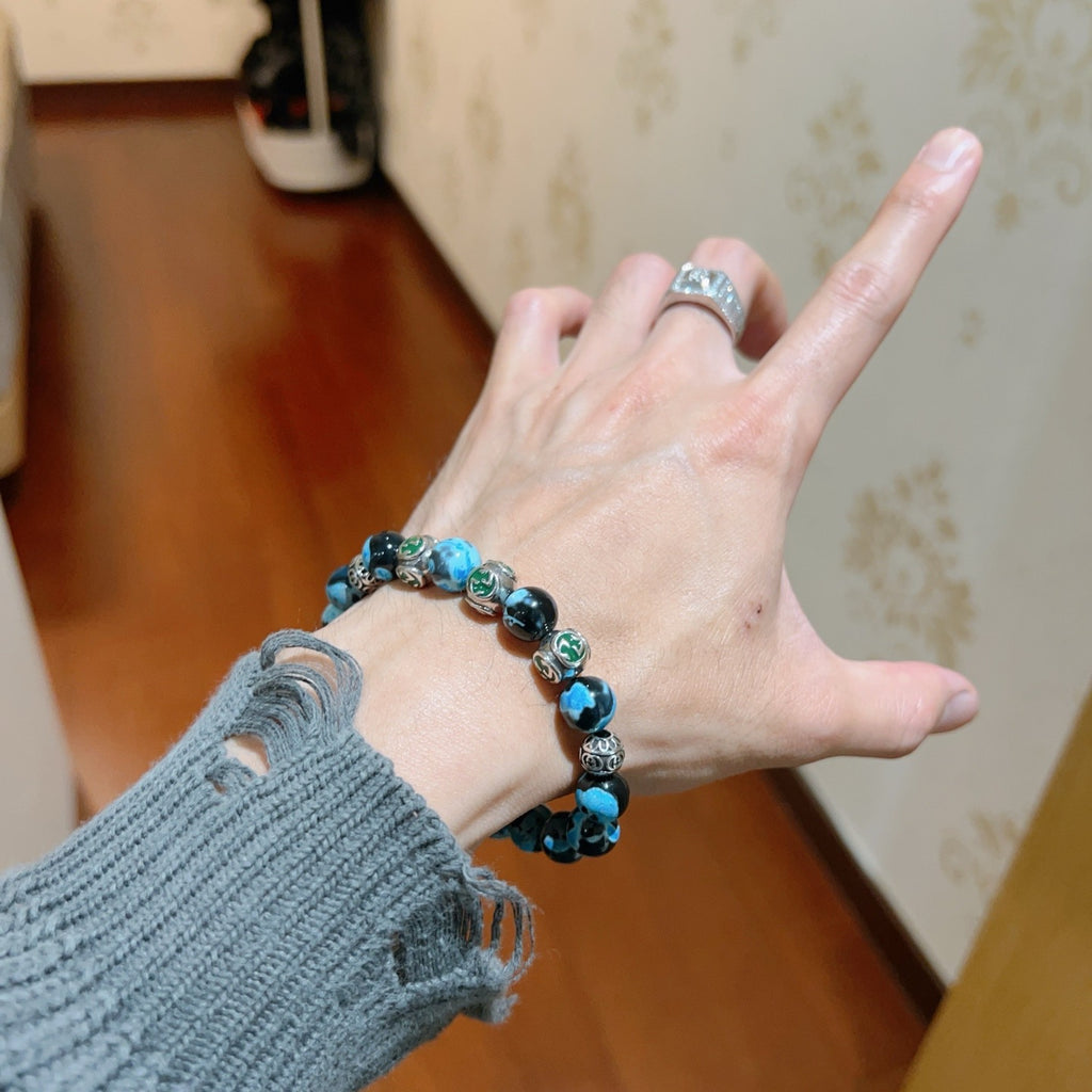 Gucci Anger Forest Interlocking G Agate Beaded Crystal Accent Antiqued Bracelet - album image 8