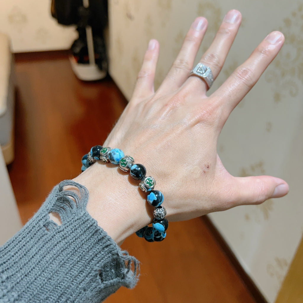 Gucci Anger Forest Interlocking G Agate Beaded Crystal Accent Antiqued Bracelet - album image 3