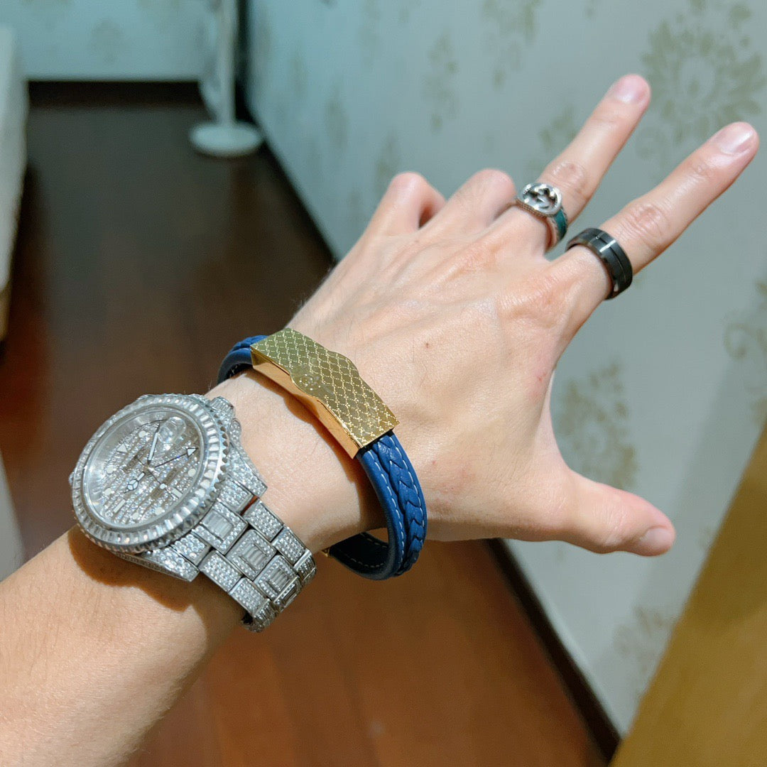 Gucci Anger Forest Interlocking G Guitar Antiqued Leather Bracelet - album image 3